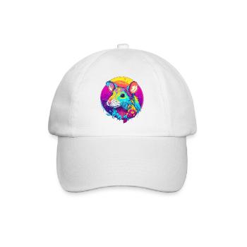 Rat néon psychédélique avec des fleurs - Casquette classique - blanc/blanc - Devant