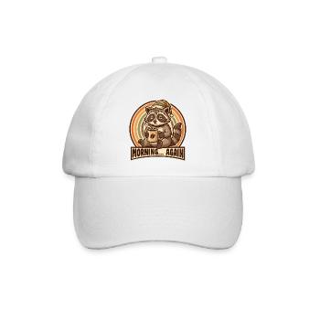 Morgenmuffel Waschbär mit Kaffee - Casquette classique - blanc/blanc - Devant