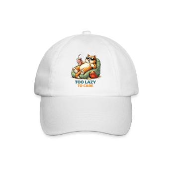 Too Lazy to Care Cat Lounge - Baseball Cap - white/white - Front