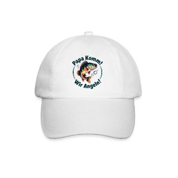 Papa Komm Wir Angeln Fischmotiv - Baseballkappe - Weiß/Weiß - Vorne