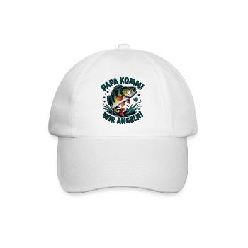 Papa Komm Wir Angeln Fischmotiv - Baseballkappe - Weiß/Weiß - Vorne