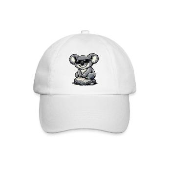 Cooler Koala auf Stein mit Sonnenbrille - Baseballkappe - Weiß/Weiß - Vorne