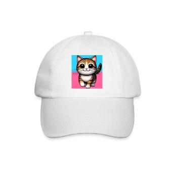 cat - Baseball Cap - white/white - Front