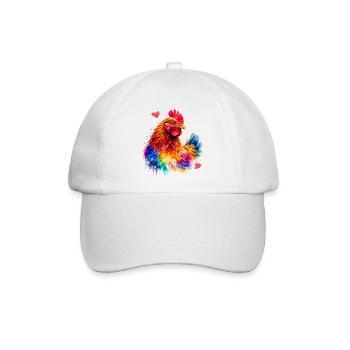 Rainbow Rooster Watercolor - Baseball Cap - white/white - Front