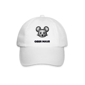 Obermaus – Lustiges Maus Geschenk - Baseballkappe - Weiß/Weiß - Vorne
