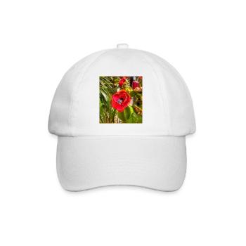 Rose rose et abeille dans un jardin ensoleillé - Casquette classique - blanc/blanc - Devant