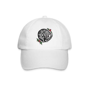 Cozy Sleepy Cat with Holly - Baseball Cap - white/white - Front