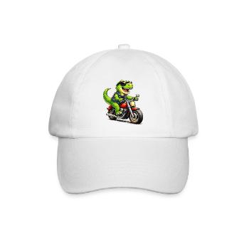 Biker-Dinosaurier  - Baseballkappe - Weiß/Weiß - Vorne