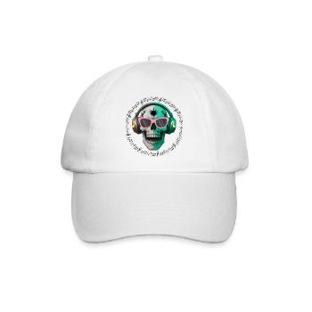 Skull with headphone and sunglasses t-shirt design - Baseball Cap - white/white - Front