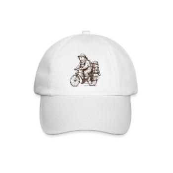 Cool Bear on Bicycle Outdoor Motif - Baseball Cap - white/white - Front
