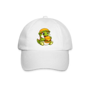 Süßer T-Rex Cartoon Dino Burger Fast Food Reptil - Baseballkappe - Weiß/Weiß - Vorne
