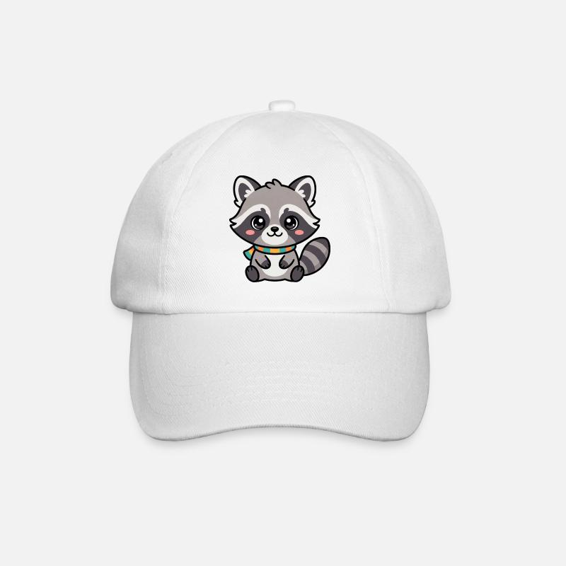 Kuschelraccoon mit Schal - Baseballkappe - Weiß/Weiß