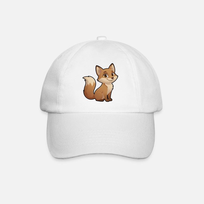 Warmer Cartoon-Fuchs - Baseballkappe - Weiß/Weiß