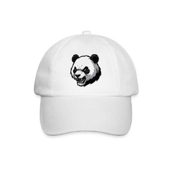 Wütender Panda Vektor-Print - Baseballkappe - Weiß/Weiß - Vorne