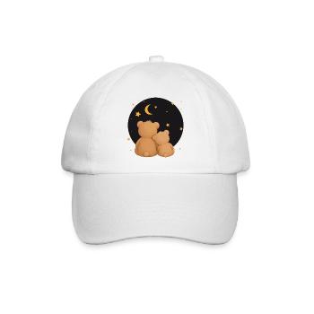 Two cuddly bears under a starry sky animal motif - Baseball Cap - white/white - Front