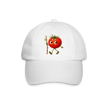Tomate mit Stock - Baseballkappe - Weiß/Weiß - Vorne