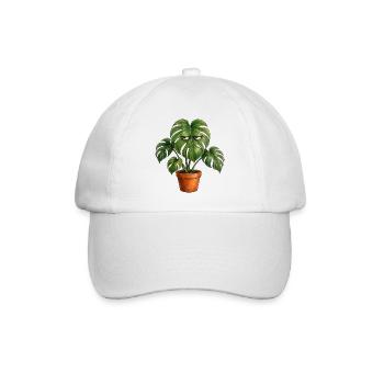 Monstera Watercolor Plant Scene - Baseball Cap - white/white - Front