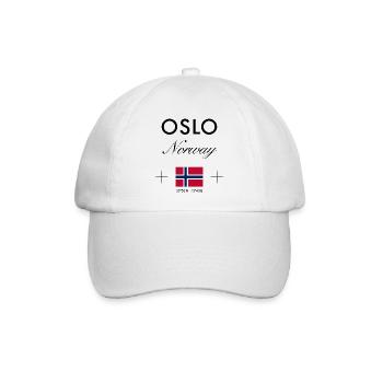 Oslo Norwegen Koordinaten Reise Souvenir - Baseballkappe - Weiß/Weiß - Vorne