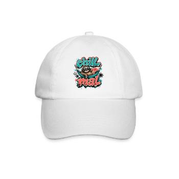 Chill Mal  Cooles Faultier Graffiti Design - Baseballkappe - Weiß/Weiß - Vorne