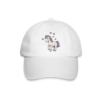 Süßes Pony mit Schmetterlingen - Baseballkappe - Weiß/Weiß - Vorne