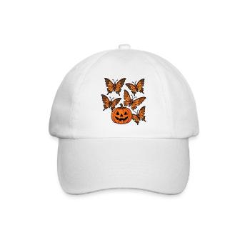 Halloween Pumpkin with Butterflies - Baseball Cap - white/white - Front