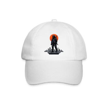 Ninja in the shadows in front of a red skyline - Baseball Cap - white/white - Front