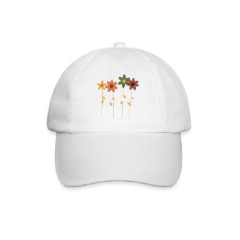 Retro Flowers in Row - Baseball Cap - white/white - Front