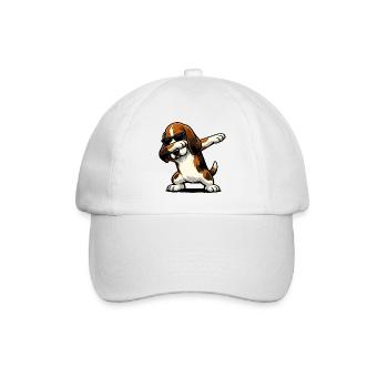 Dabbing Basset Hound in Comic Style - Baseball Cap - white/white - Front