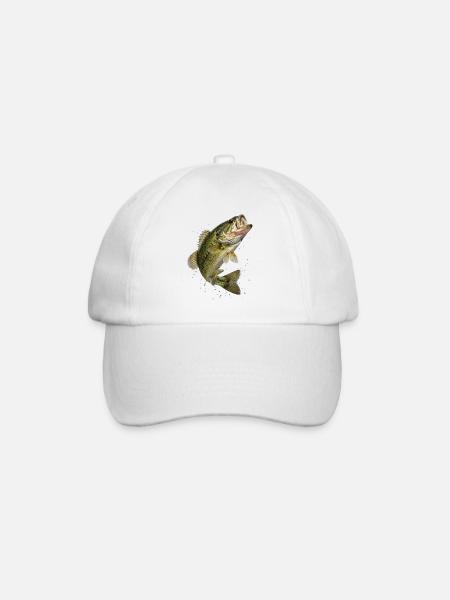 Bass in dynamic jump - Baseball Cap - white/white