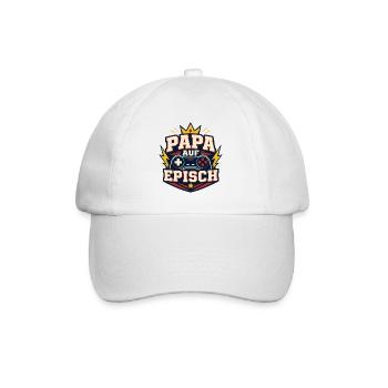 Papa auf episch – Lustiger Vater Gaming Spruch - Baseballkappe - Weiß/Weiß - Vorne