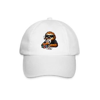 Paresseux cool jouant au poker - Casquette classique - blanc/blanc - Devant