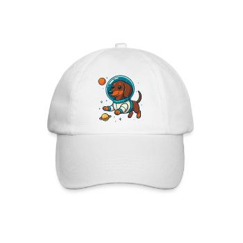 Teckel dans l’espace – Petit chien astronaute mignon - Casquette classique - blanc/blanc - Devant