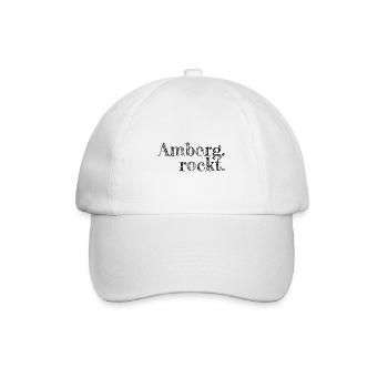Amberg rockt - Textdesign mit Stadtnamen - Baseballkappe - Weiß/Weiß - Vorne