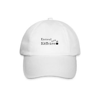 Spruch Sprüche erstmal Käffchen Kaffee - Baseballkappe - Weiß/Weiß - Vorne