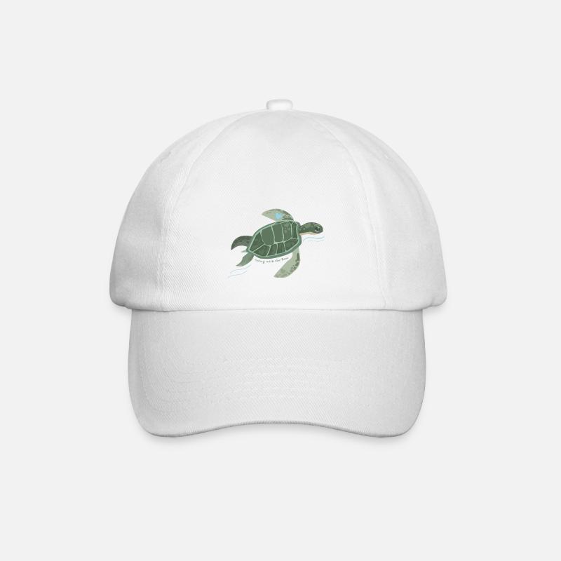 Turtle, Swimming, Going with the flow - Baseball Cap - white/white