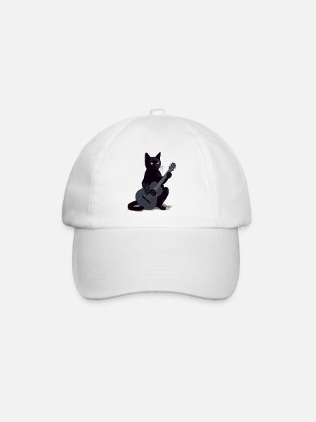 Musiker Schwarze Katze Gitarrist Bombay Katzen - Baseballkappe - Weiß/Weiß