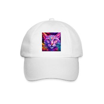 Katze in Neonfarben - Baseballkappe - Weiß/Weiß - Vorne