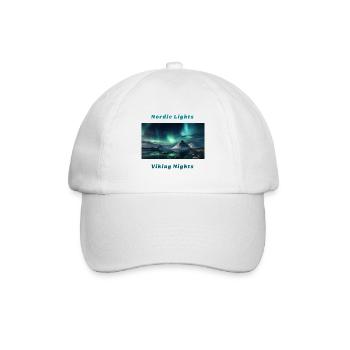 Panorama des aurores boréales avec un dicton viking - Casquette classique - blanc/blanc - Devant