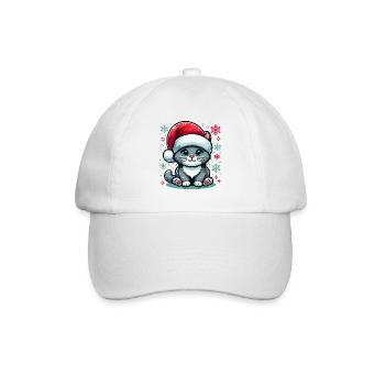 CAT, KITTY, KITTEN, PET, CHRISTMAS, SNOW - Baseball Cap - white/white - Front