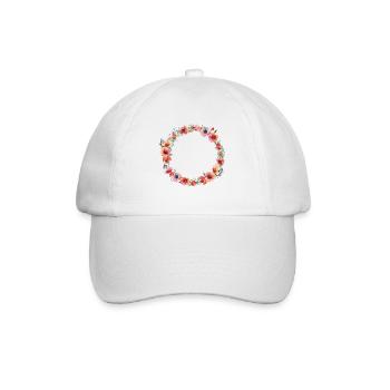 Personalisierbarer Blumen, Kreis, bunt - Baseballkappe - Weiß/Weiß - Vorne