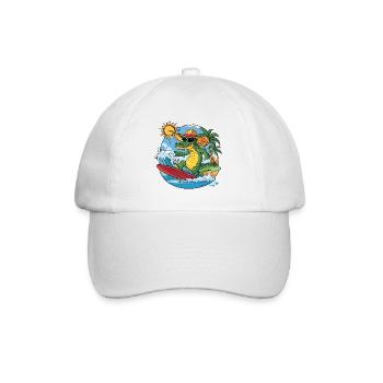 Lustiger cooler Alligator surft - Baseballkappe - Weiß/Weiß - Vorne