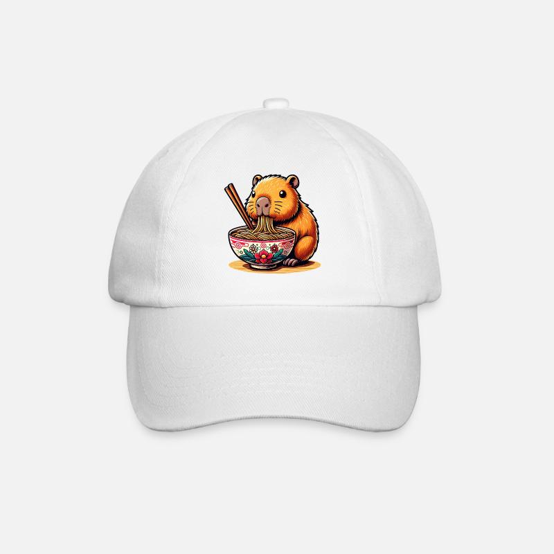 Süßes Kawaii Capybara Ramen Anime - Baseballkappe - Weiß/Weiß