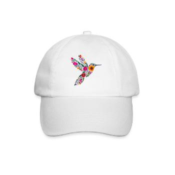 Hummingbird Flowers Graphic - Baseball Cap - white/white - Front