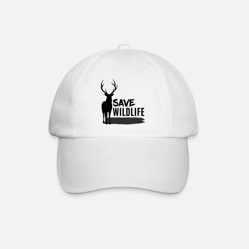 Hirsch - Deer / Save Wildlife - Green Planet - Baseballkappe - Weiß/Weiß