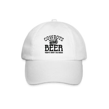 Cowboys und Bier Deshalb bin ich hier - Baseballkappe - Weiß/Weiß - Vorne