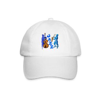JAZZ CATS - CATS PLAYING SAXOPHONE AND DOUBLE BASS - Baseball Cap - white/white - Front