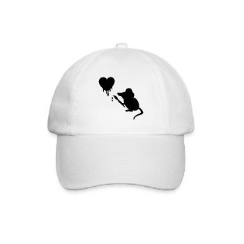 Artist Mouse with Brush Heart - Baseball Cap - white/white - Front