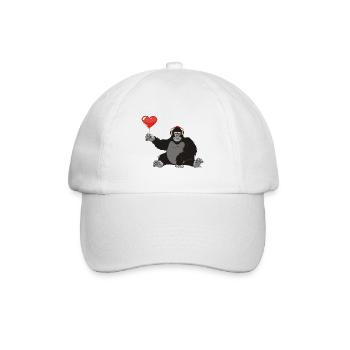 Gorilla with heart - Baseball Cap - white/white - Front