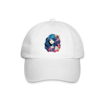 Anime Girl - Baseballkappe - Weiß/Weiß - Vorne