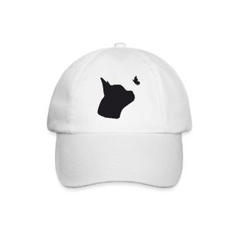 Französische Bulldogge mit Schmetterling - Baseballkappe - Weiß/Weiß - Vorne
